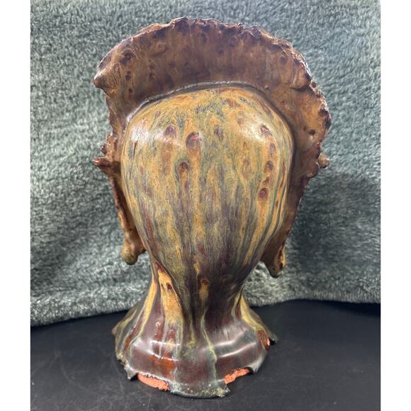 Clay Sculpture of Buddha Head Glazed Vintage Gorgeous - Picture 3 of 10